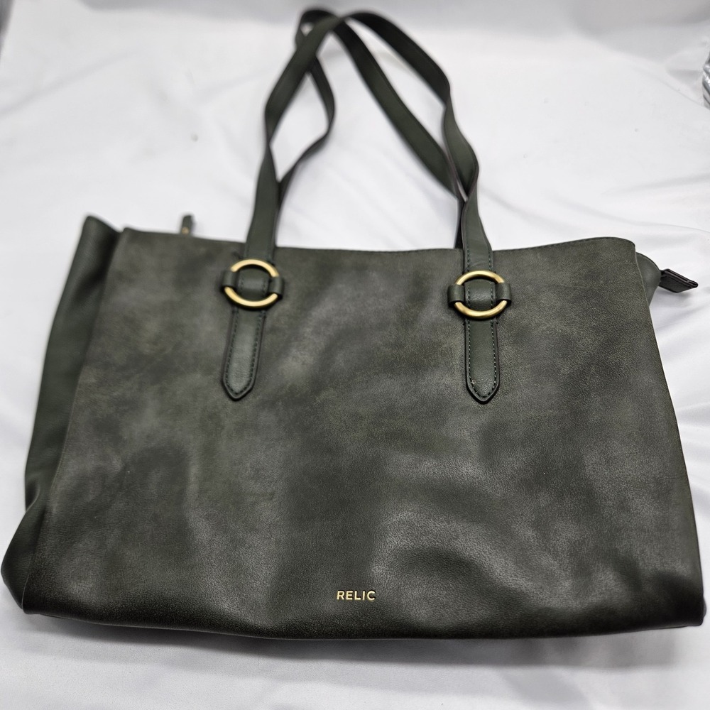 Relic By Fossil Forest Green Tote Purse Bag and Gold‎ Hardware June 2019 Clean